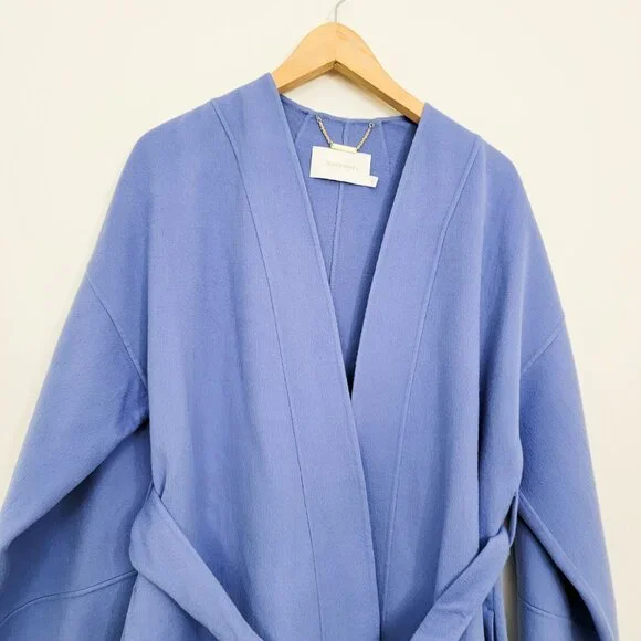 Zimmermann Fringe Wool Wrap Coat Periwinkle 1 Small